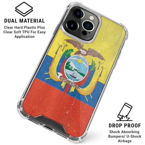 Ecuador Flag Distressed iPhone 16 Pro Max Clear Case
